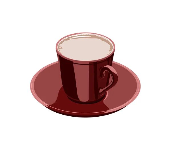 白い背景の上ココアの緋色のカップ — ストックベクタ