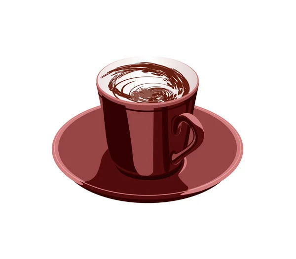 緋色、白の背景にコーヒー カップ — ストックベクタ