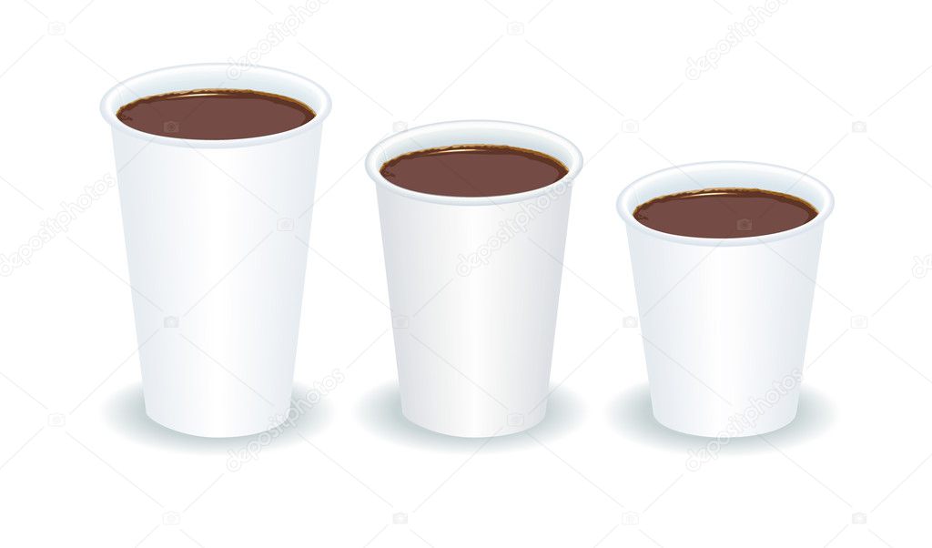 three paper cups filled with coffee