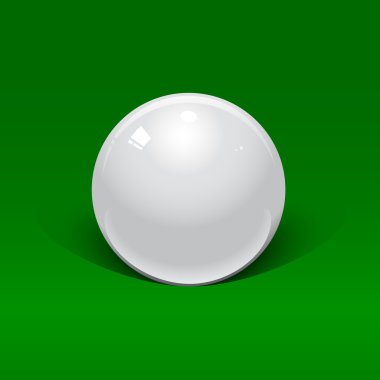 white billiard ball on a green background clipart