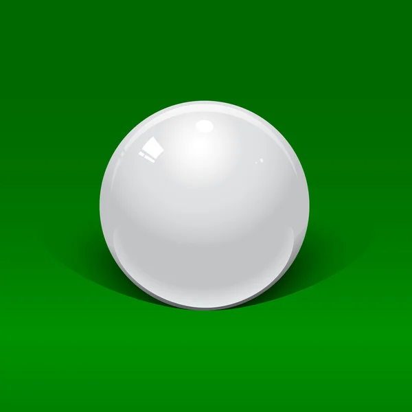 Palla da biliardo bianca su sfondo verde — Vettoriale Stock
