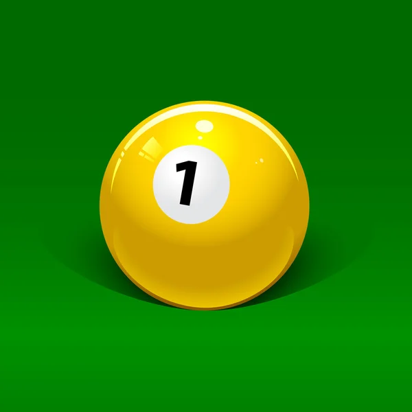 Bola de billar amarillo número uno — Vector de stock