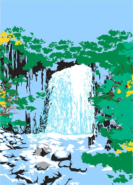 Wild Waterfalls in the jungle — Stock Vector