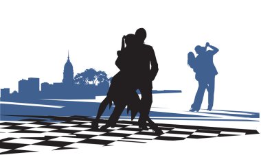 Couple in love dancing tango clipart