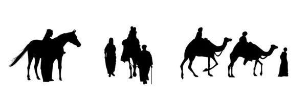 Karawane aus Kamelen, Pferden und Menschen — Stockfoto