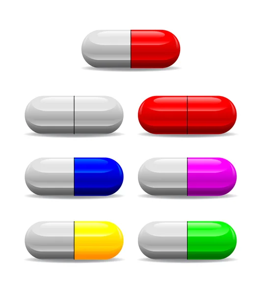 Icono de siete píldoras de salud — Foto de Stock