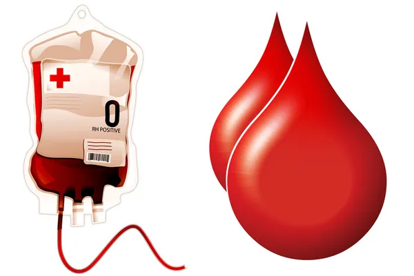 Капля крови и пакет крови — стоковое фото