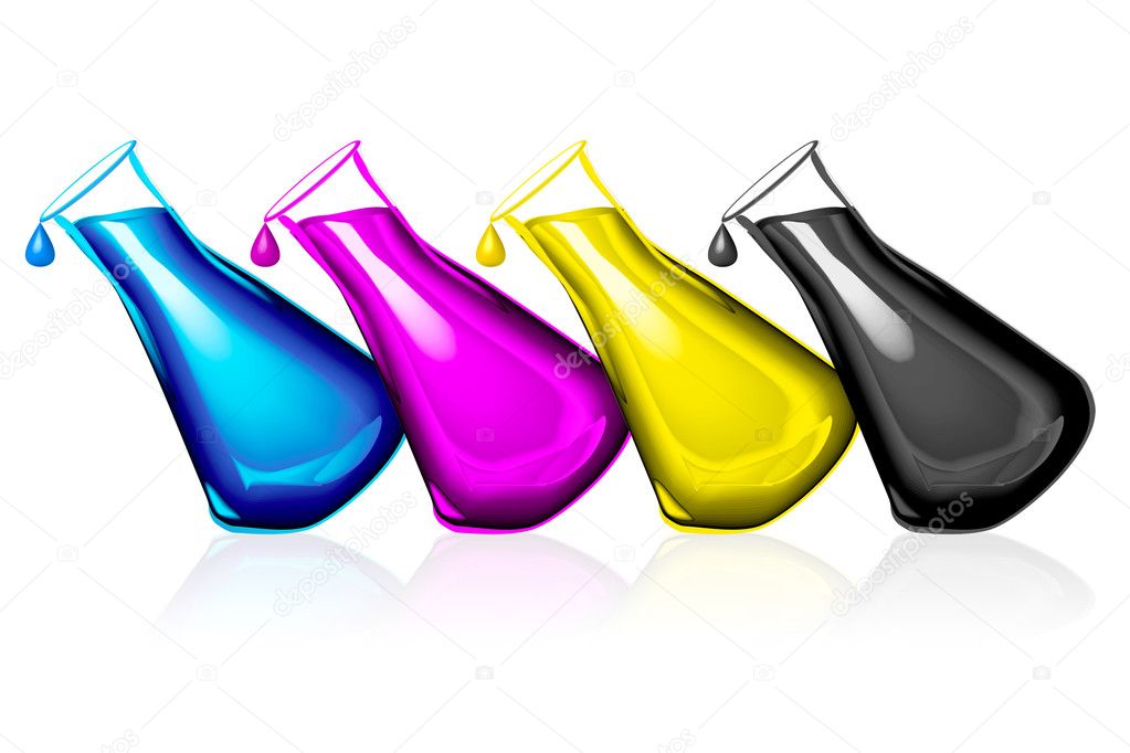 Printing cmyk colour ink illustration drawing