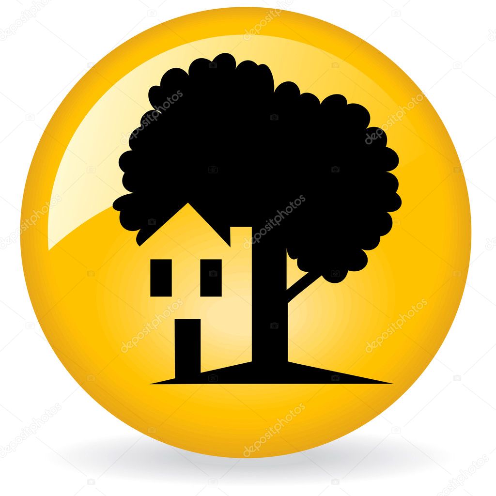 Illustration drawing of house tree logo symbol on isolated background