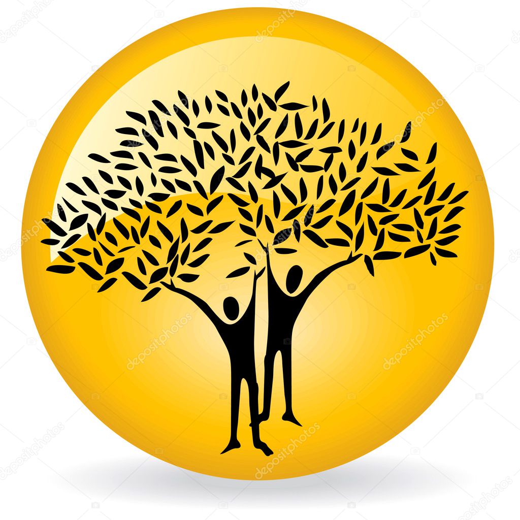 Illustrated design of man tree logo with isolated background