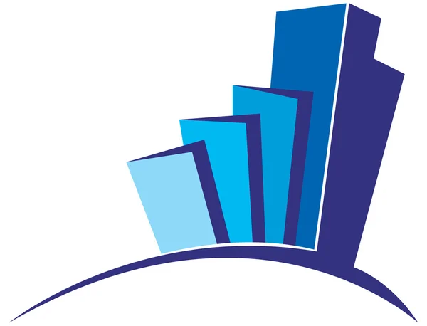 Modrá budova logo — Stockový vektor