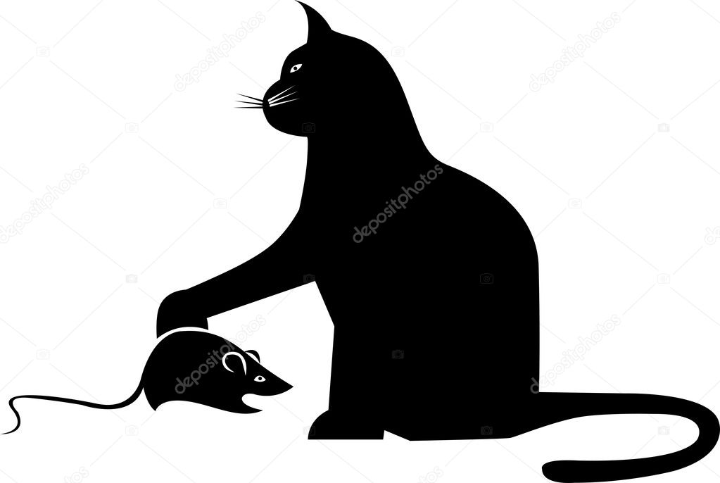Illustration art of cat mouse with isolated background