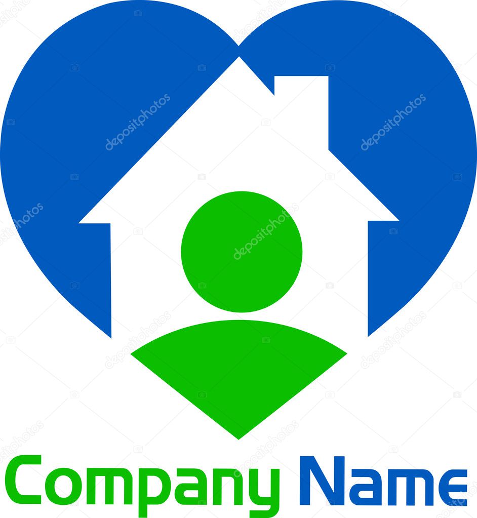 Illustration art of heart home logo with isolated background