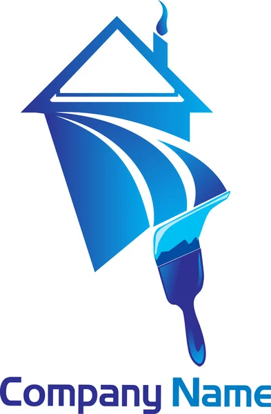 Pintura escova logotipo da casa — Vetor de Stock