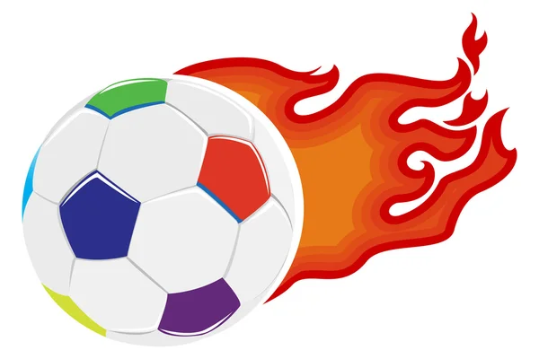 Tűz a futball-labda — Stock Vector