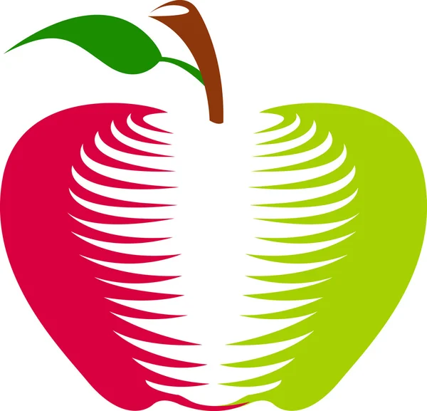 Червоне і зелене яблуко — стоковий вектор