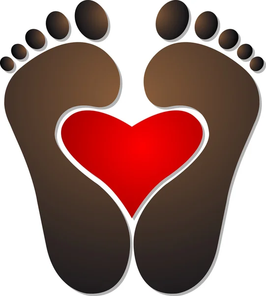 Szív lábnyom logó — Stock Vector
