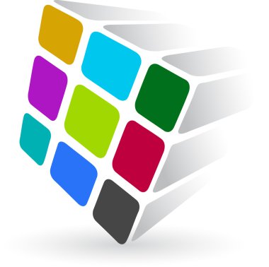 Colourful dice logo clipart