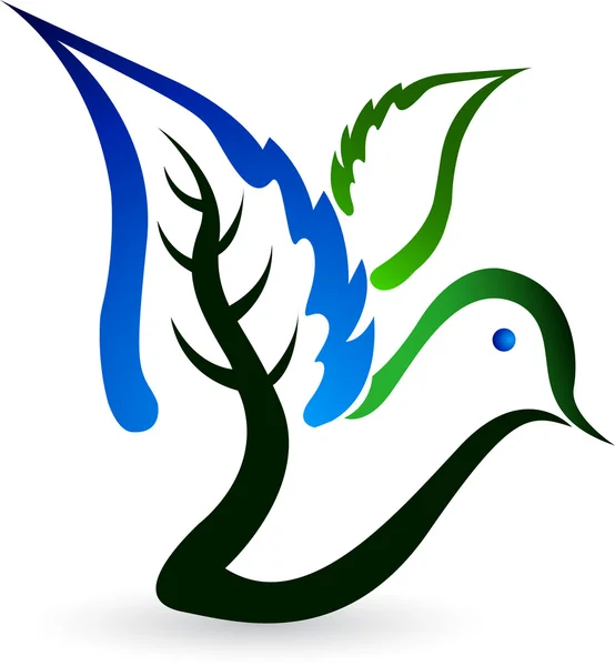 Logo uccello foglia — Vettoriale Stock
