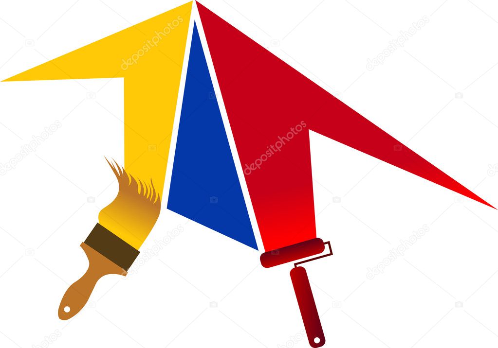 Paintroller & paintbrush logo