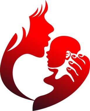 Mother is kissing baby clipart