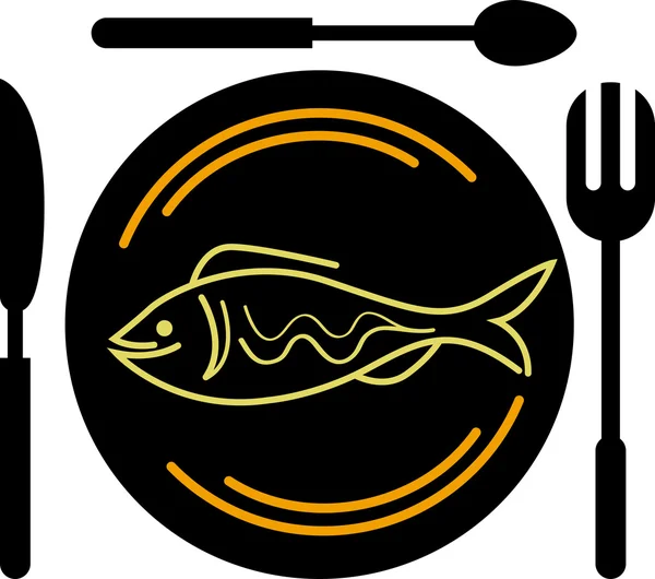 먹는 생선 로고 — 스톡 벡터