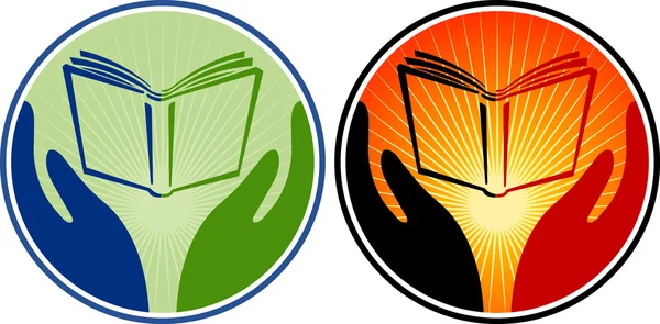 Logotipo do livro mão — Vetor de Stock