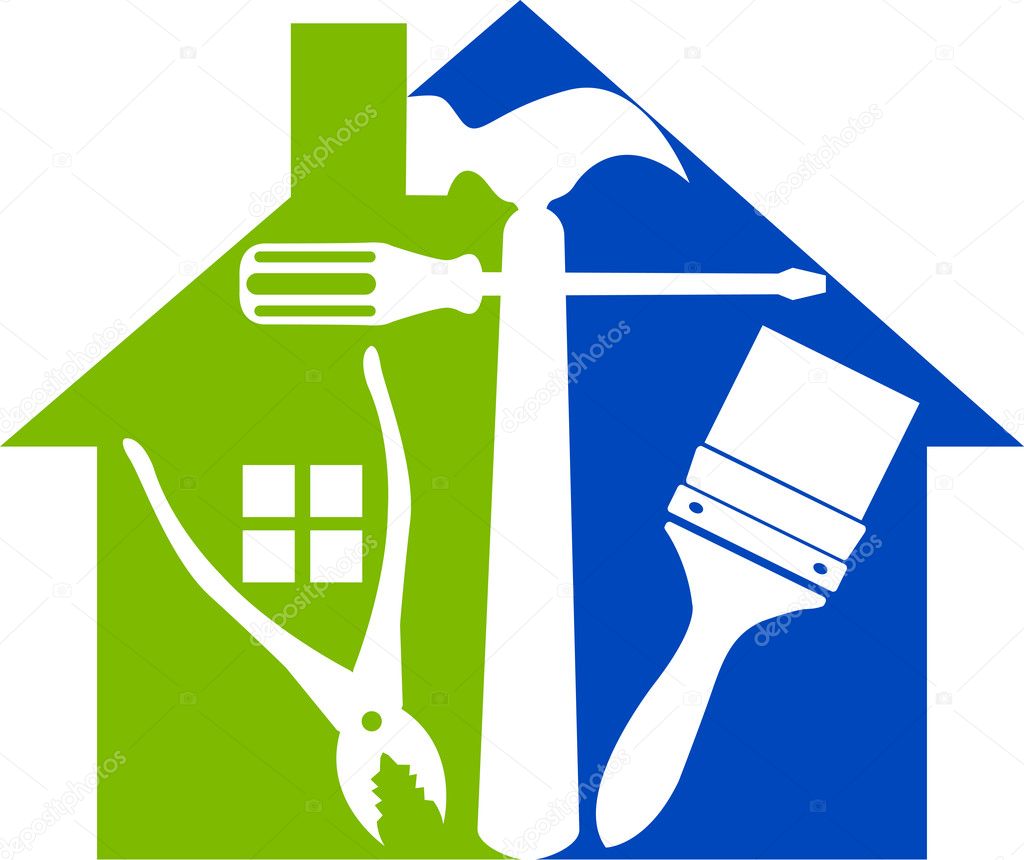 Illustration art of a home tools logo with isolated background