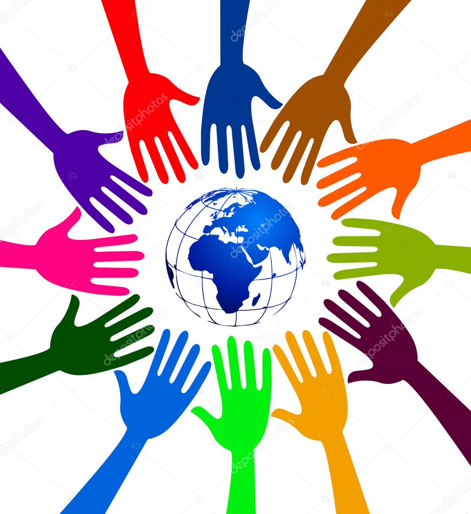 Illustration art of a globe hands with isolated background