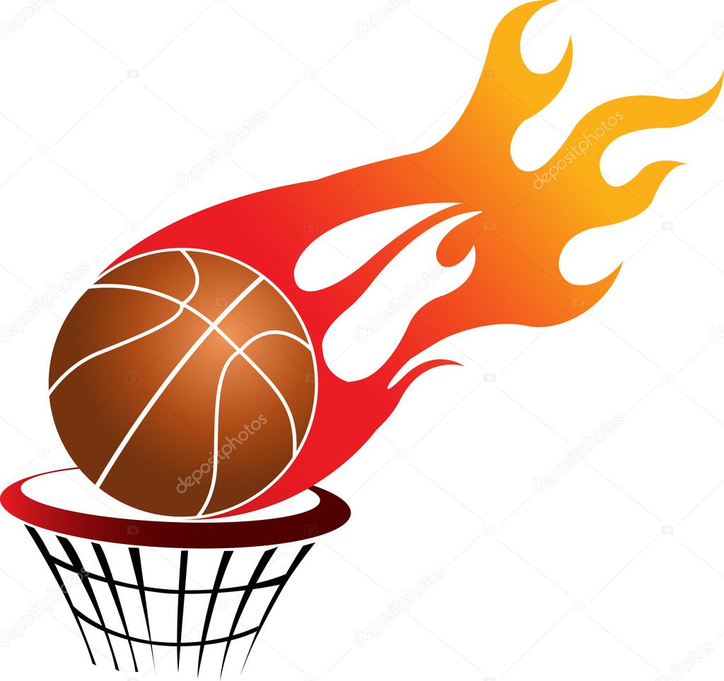 Flaming basketball — Stock Vector © magagraphics #9769867