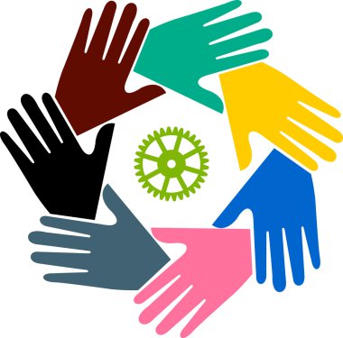 Teamwork hand logo clipart