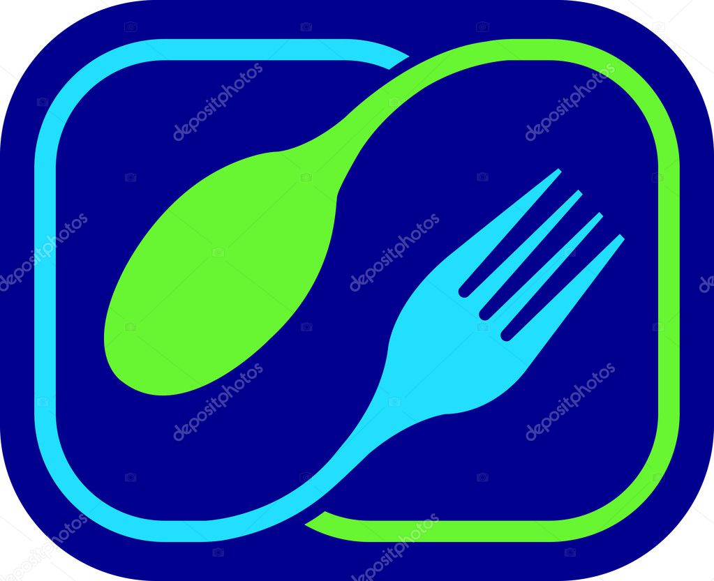 Illustration art of a fork and spoon logo with isolated background