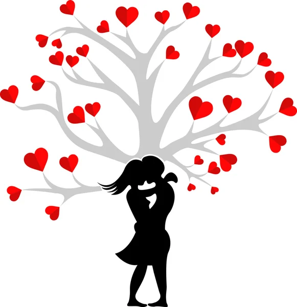 Corazón pareja árbol — Archivo Imágenes Vectoriales