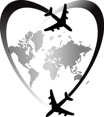 Heart travel world clipart