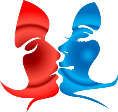 Man and woman kissing clipart