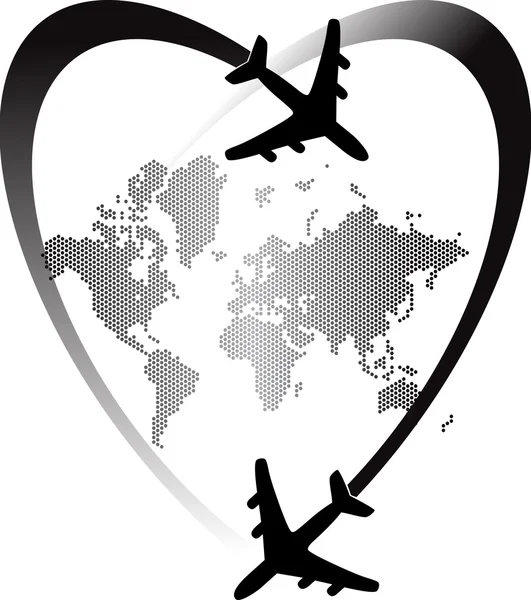 Voyage coeur monde — Image vectorielle