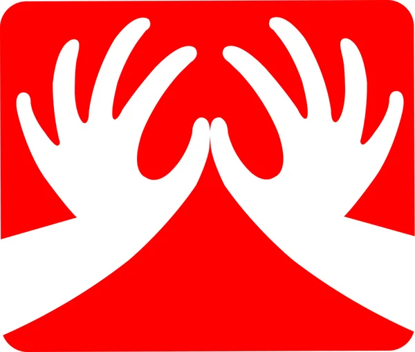 Main en forme de coeur rouge — Image vectorielle