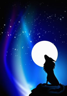 Lonely wolf howling clipart