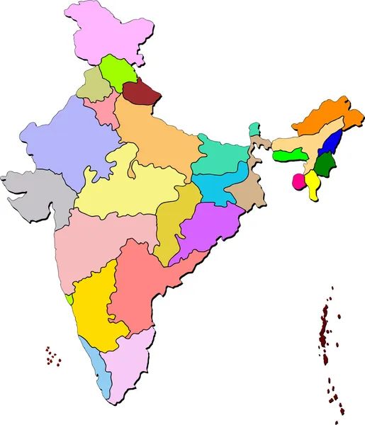 Landkaart van India — Stockvector