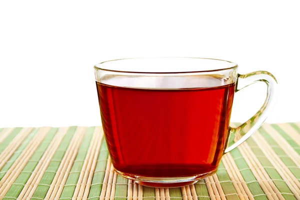 Chávena de chá em guardanapo de palha . — Fotografia de Stock
