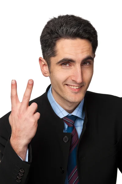 Молодий бізнесмен показує знаки рук . — стокове фото