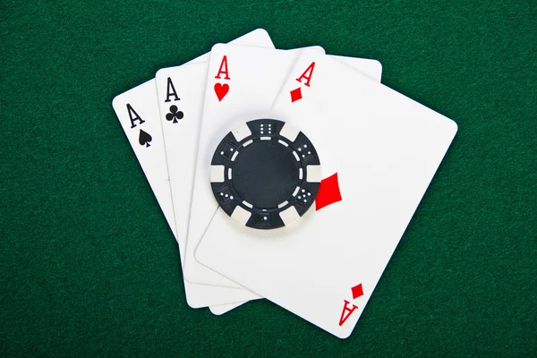 Chip and cards for the poker. — Stock Photo, Image