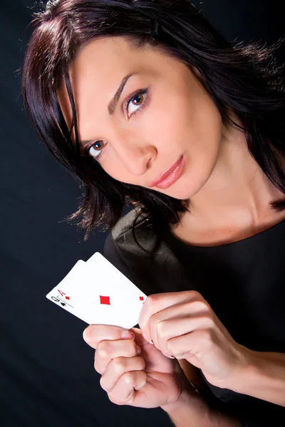 stock image Gambler with chips in hand.