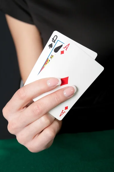 कार्ड तरुण भाग्यवान जुगार — स्टॉक फोटो, इमेज