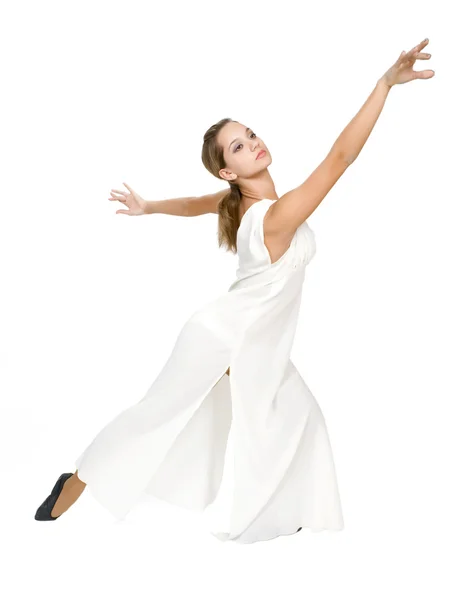 Beautiful dancer in tunic. — Stock Photo, Image