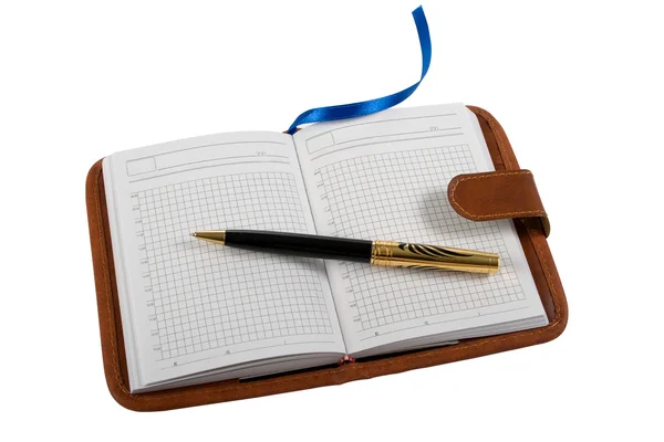 Notebook a kuličkové pero. — Stock fotografie