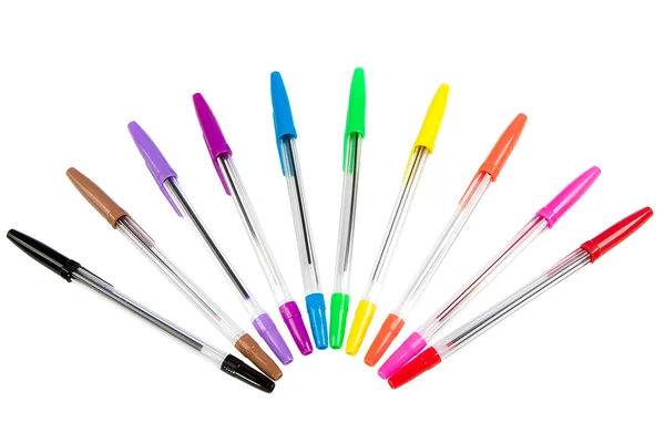 Zbiór wielobarwny długopisy jednorazowego użytku. — Zdjęcie stockowe