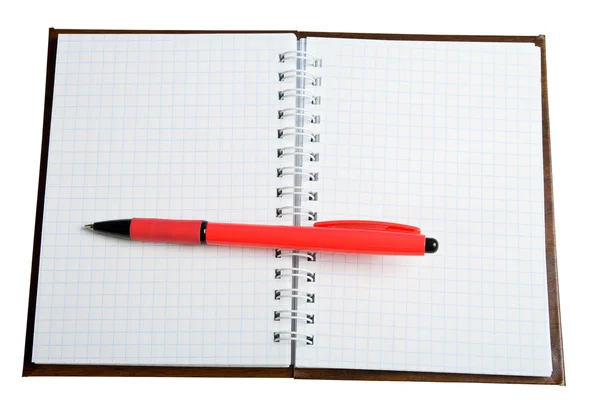 Notebook en balpen. — Stockfoto