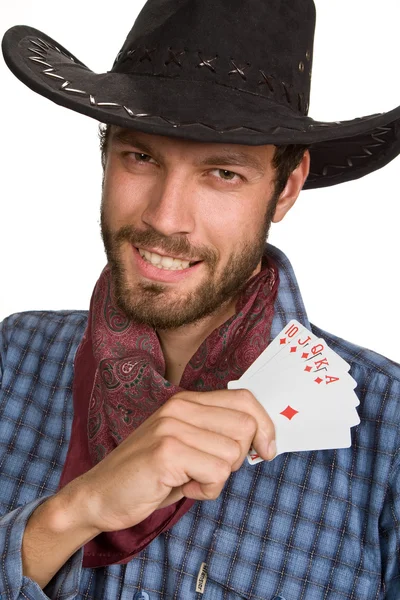 Jeune homme avec des cartes à jouer . — Photo