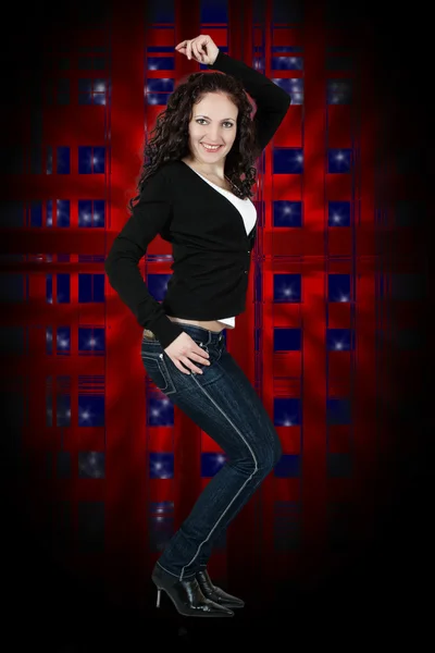 Sexy giovane donna in jeans . — Foto Stock